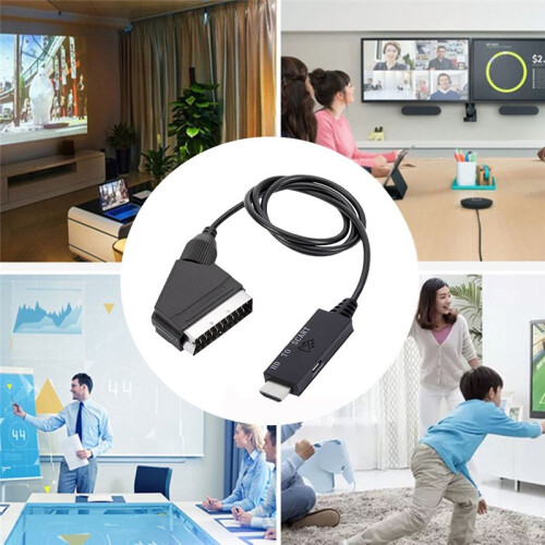 Adapter Cable Low Power Consumption with USB Power Cable -Compatible to Scart Audio Video Adapter Plug and 2