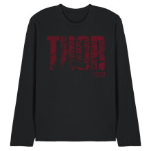 (S, Black) Marvel Unisex Adult Thor Text Long-Sleeved T-Shirt