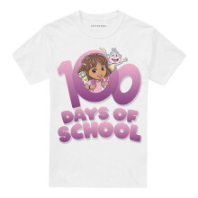 (L, White) Dora The Explorer Unisex Adult 100 Days T-Shirt