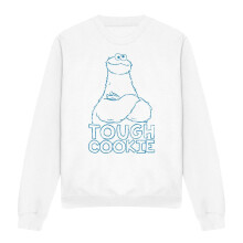 (L, White) Sesame Street Unisex Adult Tough Cookie Monster Sweatshirt