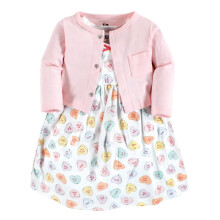 Hudson Baby Set Abito e Cardigan per Bambine, Be Mine Valentine, 0-3 Mesi
