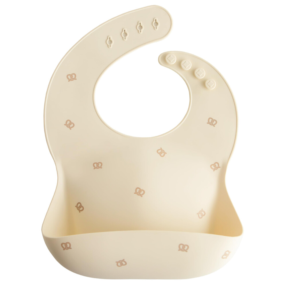 Silicone Baby Bib | Adjustable Fit Waterproof Bibs (Pretzel) Mushie