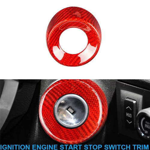 For  Camaro 2010-2015 Carbon Fiber Start  Key Frame Ignition Engine Start-Stop  Button Frame Cover 1