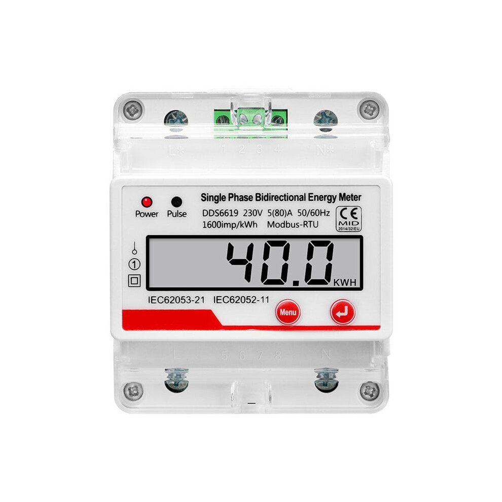 Ac 230V 4P Single Phase Bidirectional Electricity Meter Kwh With Rs485 Modbus Rtu Communication Power Consumption 6033141629926