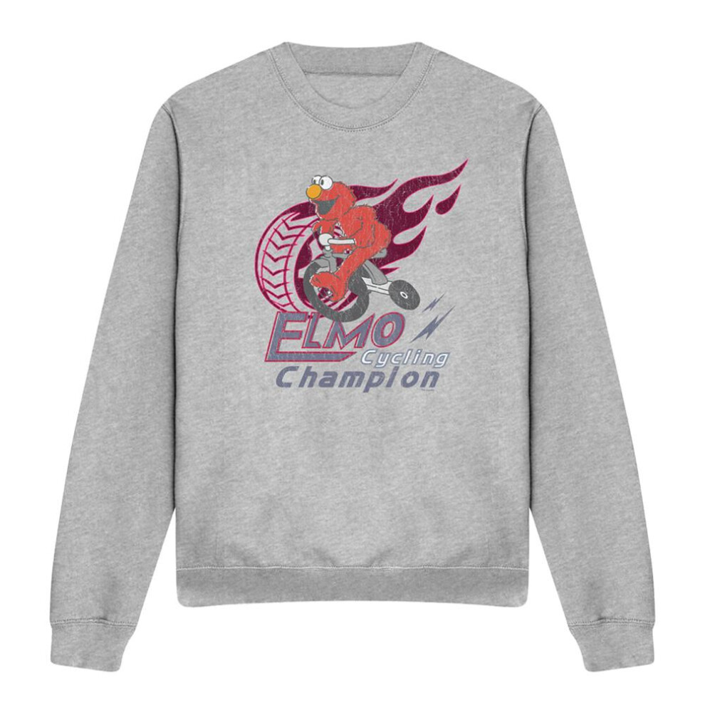 Sesame Street (L, Athletic Heather) Unisex Adult Cycle Champion Elmo Sweatshirt Multicoloured