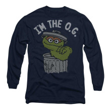(M, Navy) Sesame Street Unisex Adult I'm The O.G Long-Sleeved T-Shirt