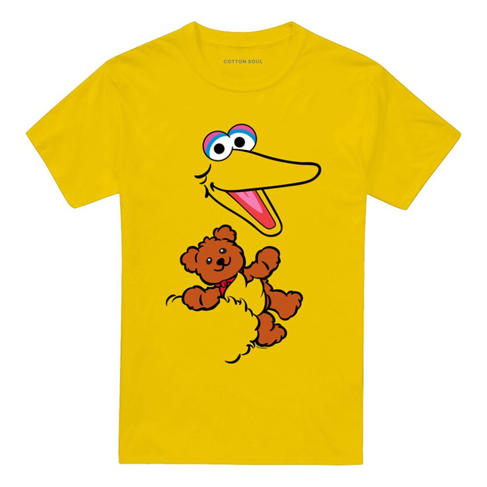Sesame Street (L, Yellow) Unisex Adult Radar Big Bird Face T-Shirt