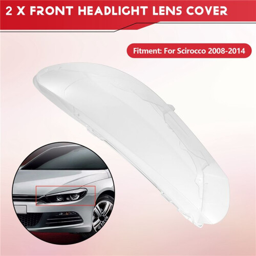 Pair(Left+Right)for  2008-2014 Car Headlight Lens Cover Replacement Transparent Lampshade Glass Shell 2