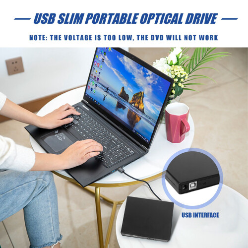 USB 2.0 Portatile Esterno Ultra Speed CD-ROM Lettore DVD Supporto per Laptop PC Desktop 2