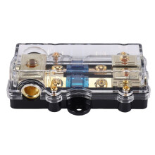 Power Distribution Block (2 Way) 4/8 AWG Gauge AGU Fuse Holder Distribution Block 4 Gauge in to (2) 8 Gauge Out