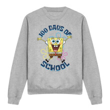 (M, Athletic Heather) SpongeBob SquarePants Unisex Adult 100 Days Of School Sweatshirt