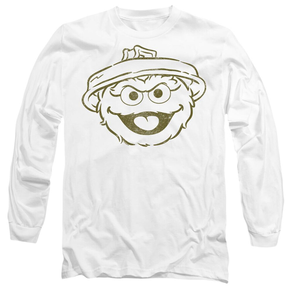 Sesame Street (Xxl, White) Unisex Adult Oscar The Grouch Mono Long-Sleeved T-Shirt