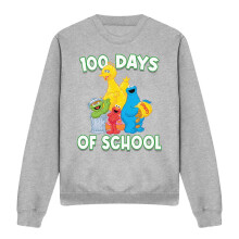 (M, Athletic Heather) Sesame Street Unisex Adult 100 Days Of School Sweatshirt