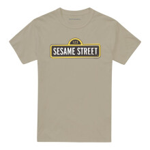 (XXL, Sand) Sesame Street Unisex Adult Tilted Logo T-Shirt