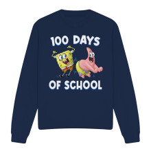 (L, Navy) SpongeBob SquarePants Unisex Adult 100 Days Of School Sweatshirt