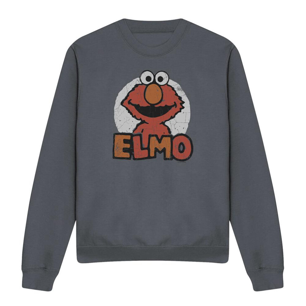 Sesame Street (Xxl, Charcoal) Unisex Adult Elmo Sweatshirt Multicoloured