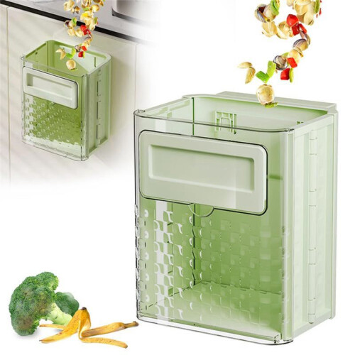 Kitchen Wall-Mounted Trash Can Foldable Hanging Household High-Value Trash Can Cabinet Hanging Trash Can,Gray 1