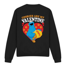 (XL, Black) Sesame Street Unisex Adult Cookies Are My Valentine Sweatshirt