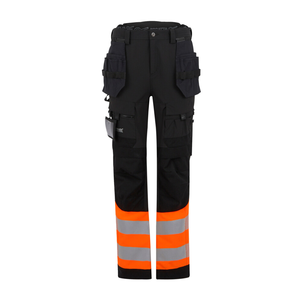 Regatta (36R, Orange/Black) Mens High-Vis Holster Pocket Work Trousers