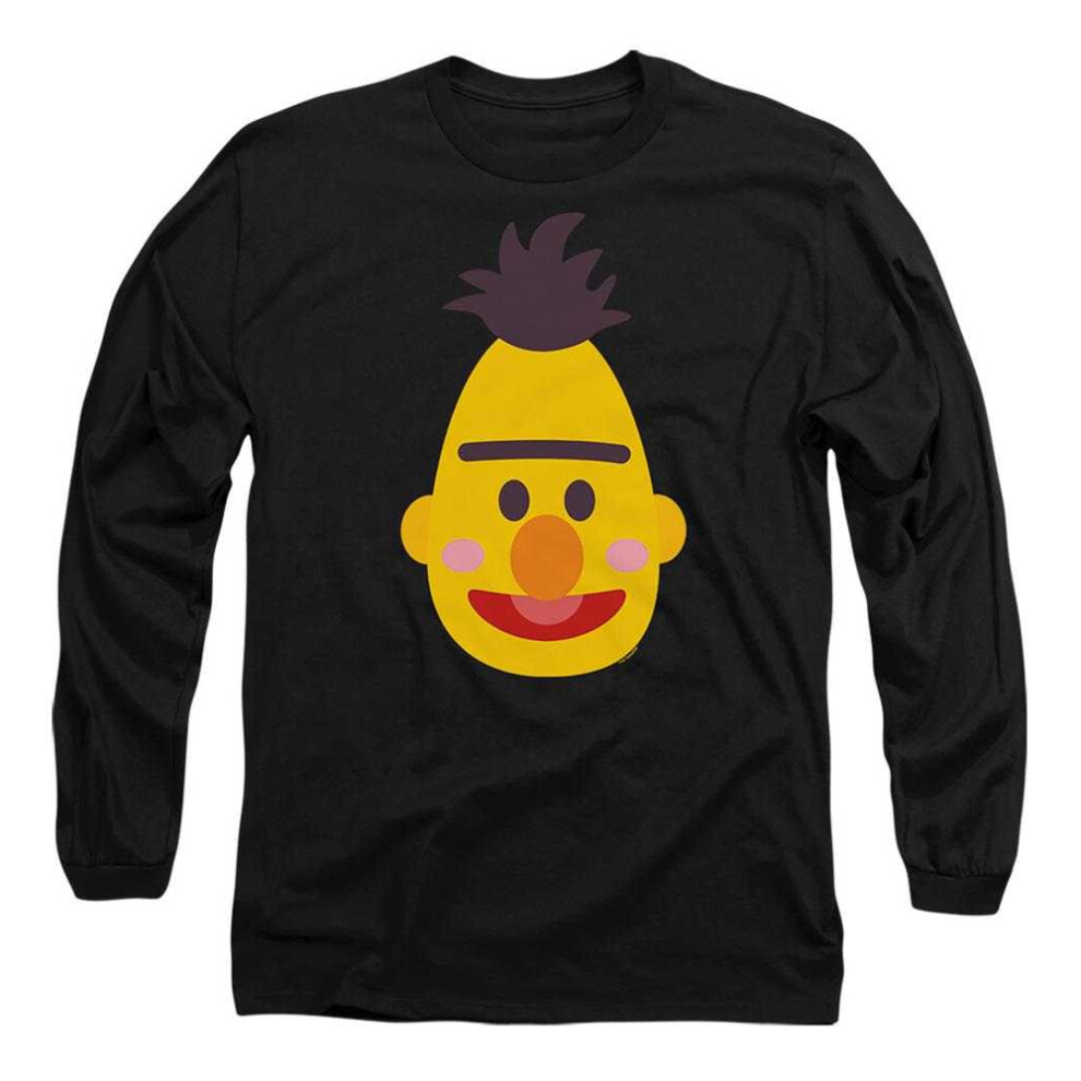 Sesame Street (Xxl, ) Unisex Adult Bert Kawaii Face Long-Sleeved T-Shirt Black