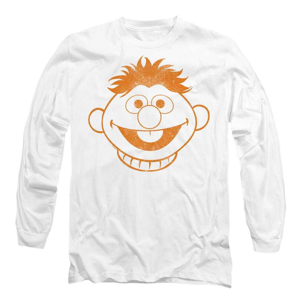 Sesame Street (Xl, ) Unisex Adult Ernie Mono Long-Sleeved T-Shirt White