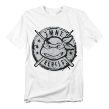 (XXL, White) Teenage Mutant Ninja Turtles Unisex Adult Rebels Distressed Logo T-Shirt
