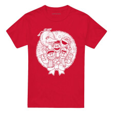 (M, Red) Sesame Street Unisex Adult Vintage Wreath Christmas T-Shirt