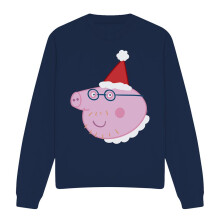 (XXL, Navy) Peppa Pig Unisex Adult Daddy Pig Santa Hat Sweatshirt
