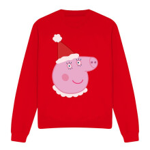(M, Red) Peppa Pig Unisex Adult Mummy Pig Santa Hat Sweatshirt