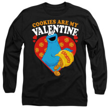 (L, Black) Sesame Street Unisex Adult Cookies Are My Valentine Long-Sleeved T-Shirt