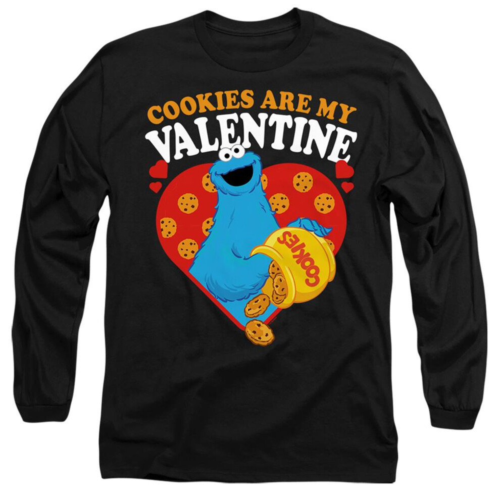 Sesame Street (Xxl, ) Unisex Adult Cookies Are My Valentine Long-Sleeved T-Shirt Black