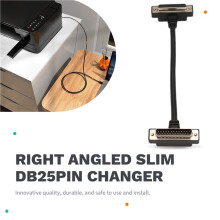 Down Angled Low Profile DB25 Male to Female Extension Cable Right Angled Slim DB25Pin Changer Connector Printer Cable