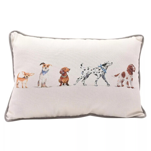 Wildlife Dog Line Up Filled Cushion