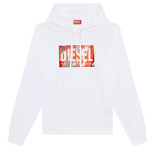(XS, White) Diesel Mens Torn Logo Hoodie