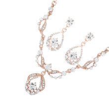 2Sets Damen Schmuckset Rosenvergoldeter Ohrringe