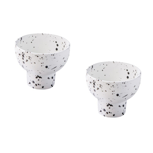 2Stk Schwarze Keramik Dessert Schale Tall Salat Eisbecher 2