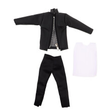 4Sets Puppenkleidung Jungen PU Jacke Hose Set Für 30Cm Puppen