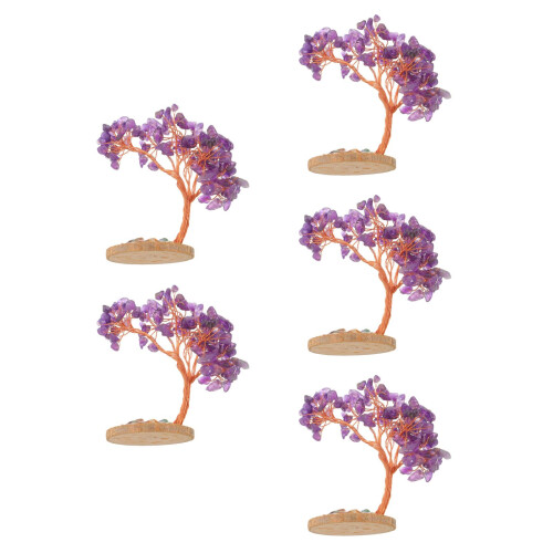 5Stk Amethyst Kristall Baum Edelstein Für Wohnzimmer Büro 2