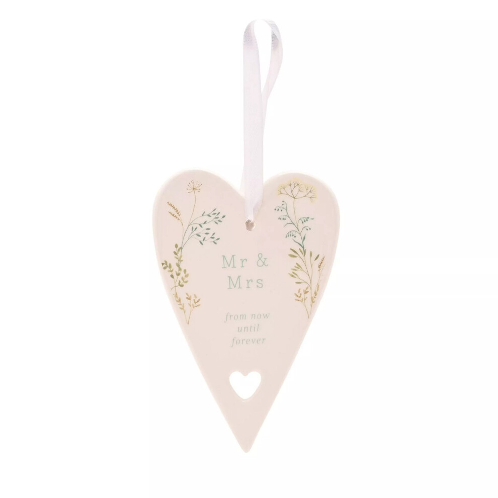 Celebrations Love Story 'Mr & Mrs' Ceramic Floral Heart Plaque