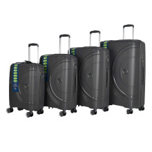 (One Size, Grey) XPLR Polypropylene Hardshell 8 Wheeled Suitcase (Pack of 4)