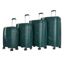 (One Size, Green) XPLR Polypropylene Hardshell 8 Wheeled Suitcase (Pack of 4)