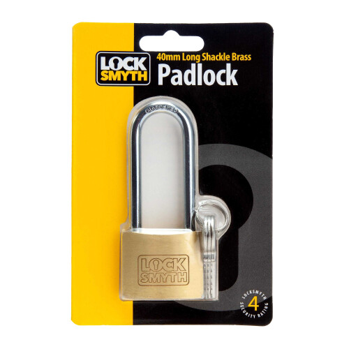 Locksmyth Brass Long Shackle Keyed Padlock 2