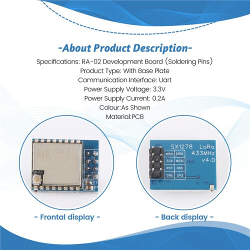 Utvecklingskortmodul SX1278 LORA Spread Spectrum Wireless Module/433MHZ Wireless Serial/UART Interface/RA-02 Module 2