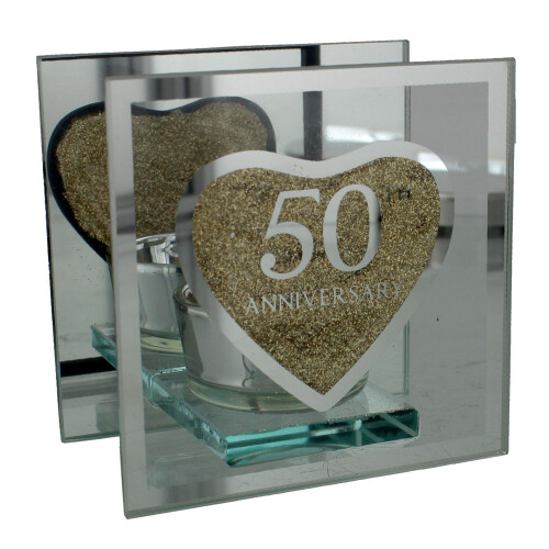 Celebrations Celebrations Glass 50th Anniversary Tea Light Holder