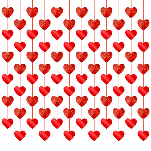 72 Pcs Guirlande de Cœurs Rouges - Sans DIY - Décorations Saint-Valentin
