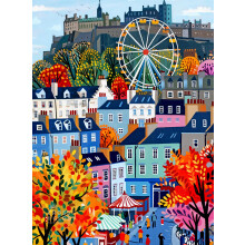 Cross & Glory - Schloss & Karussell - 1000 Teile Puzzle für Erwachsene | Buntes Edinburgh Kunstwerk