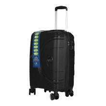 (One Size, Black) XPLR Polypropylene Lightweight Hardshell 8 Wheeled Suitcase (Pack of 3)