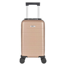 (One Size, Champagne) Public Dealz Underseat Lightweight 4 Wheeled Cabin Bag