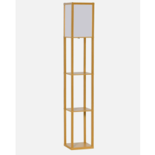 HOMCOM Floor Lamp Reading Lamp with 3-Tier Storage Shelf for Home Office Natural