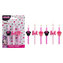 Candele per Torta Compleanno Minnie Mouse | 6 Candele Rosa per Decorazioni Torta